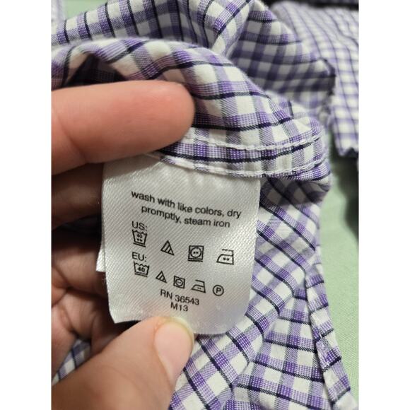 Van Heusen small men's plaid flex slim fit button up long sleeve shirt - Picture 9 of 11